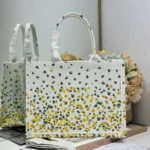 Dior Women Medium Dior Book Tote with Strap Buttercup Dior Embroidery and White Dior Médaillon