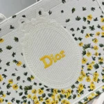 Dior Women Medium Dior Book Tote with Strap Buttercup Dior Embroidery and White Dior Médaillon