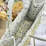 Dior Women Medium Dior Book Tote with Strap Buttercup Dior Embroidery and White Dior Médaillon