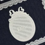 Dior Women Medium Dior Book Tote with Strap Celestial Blue Dior Oblique Embroidery with White Lace and Dior Médaillon