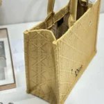 Dior Women Medium Dior Book Tote with Strap Natural Cannage Raffia-Effect Embroidery