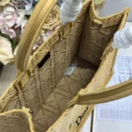 Dior Women Medium Dior Book Tote with Strap Natural Cannage Raffia-Effect Embroidery