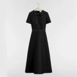 Dior Women Mid-Length Belted Dress Black Wool and Silk 621R88A1779