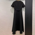 Dior Women Mid-Length Belted Dress Black Wool and Silk 621R88A1779