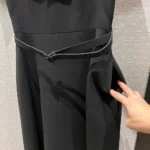 Dior Women Mid-Length Belted Dress Black Wool and Silk 621R88A1779