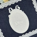 Dior Women Small Dior Book Tote with Strap Blue Dior Oblique Embroidery with White Lace and Dior Médaillon