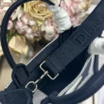 Dior Women Small Dior Book Tote with Strap Blue Dior Oblique Embroidery with White Lace and Dior MédaillonDior Women Small Dior Book Tote with Strap Blue Dior Oblique Embroidery with White Lace and Dior Médaillon