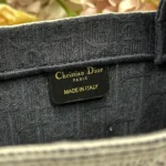 Dior Women Small Dior Book Tote with Strap Blue Dior Oblique Embroidery with White Lace and Dior Médaillon