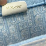 Dior Women Small Dior Book Tote with Strap Celestial Blue Dior Oblique Embroidery with White Lace and Dior Médaillon