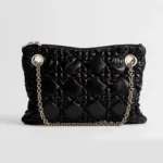 Dior Women Small Dior Crunchy Bag Black Puffy Macrocannage Calfskin M1416OUYA