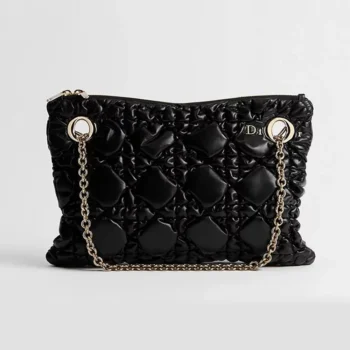 Dior Women Small Dior Crunchy Bag Black Puffy Macrocannage Calfskin M1416OUYA
