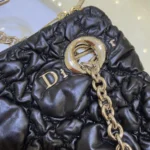 Dior Women Small Dior Crunchy Bag Black Puffy Macrocannage Calfskin M1416OUYA