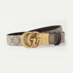 Gucci Unisex Reversible Leather and Printed Coated-canvas Belt in Metallic