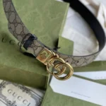 Gucci Unisex Reversible Leather and Printed Coated-canvas Belt in Metallic