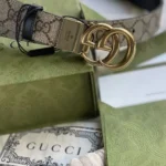 Gucci Unisex Reversible Leather and Printed Coated-canvas Belt in Metallic