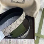 Gucci Unisex Reversible Leather and Printed Coated-canvas Belt in Metallic