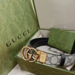 Gucci Unisex Reversible Leather and Printed Coated-canvas Belt in Metallic - Image 2