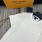 Louis Vuitton LV Men Signature Embroidery T-Shirt-White 1AJZCD