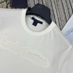 Louis Vuitton LV Men Signature Embroidery T-Shirt-White 1AJZCD