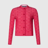 Louis Vuitton LV Women Monogram Tweed-Effect Knit Cardigan-Bright Red 1AJZ5P