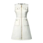 Louis Vuitton Women Contrast Stitch Utility Dress-White 1AJYPI