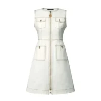 Louis Vuitton Women Contrast Stitch Utility Dress-White 1AJYPI