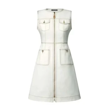 Louis Vuitton Women Contrast Stitch Utility Dress-White 1AJYPI