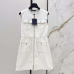 Louis Vuitton Women Contrast Stitch Utility Dress-White 1AJYPI
