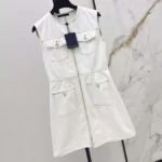 Louis Vuitton Women Contrast Stitch Utility Dress-White 1AJYPI