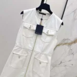 Louis Vuitton Women Contrast Stitch Utility Dress-White 1AJYPI