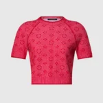 Louis Vuitton Women Monogram Tweed-Effect Knit Top-Bright Red 1AJZ99