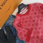 Louis Vuitton Women Monogram Tweed-Effect Knit Top-Bright Red 1AJZ99