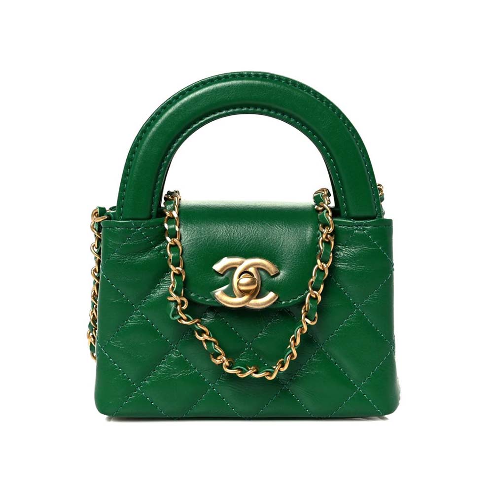 Chanel Women Kelly Shopping Bag Shiny Aged Calfskin-Green (1) Chanel Women Kelly Shopping Bag Shiny Aged Calfskin-Green