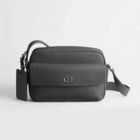 Dior Men CD Icon Zipped Messenger Bag Gris Flanelle Matte Grained Calfskin 1ICPO378IDC