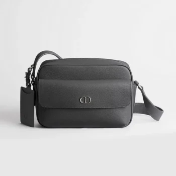 Dior Men CD Icon Zipped Messenger Bag Gris Flanelle Matte Grained Calfskin 1ICPO378IDC