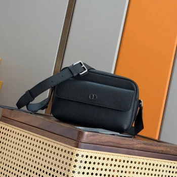 Dior Men CD Icon Zipped Messenger Bag Gris Flanelle Matte Grained Calfskin 1ICPO378IDC