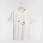Dior Men Dioramour Fitted T-Shirt White Cotton Jersey with Multicolor Doves & Roses Motif