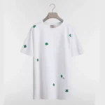 Dior Women T-Shirt with Dior Clover Embroidery Relaxed Fit White Cotton Jersey