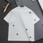 Dior Women T-Shirt with Dior Clover Embroidery Relaxed Fit White Cotton Jersey