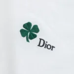 Dior Women T-Shirt with Dior Clover Embroidery Relaxed Fit White Cotton Jersey