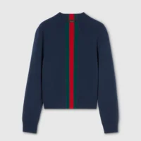Gucci Men Fine Knit Wool Sweater with Web 862532XKFG6