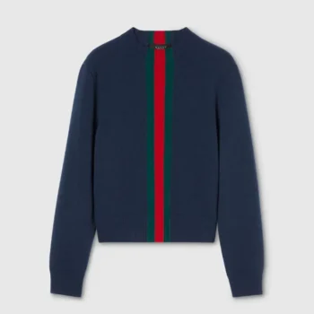 Gucci Men Fine Knit Wool Sweater with Web 862532XKFG6