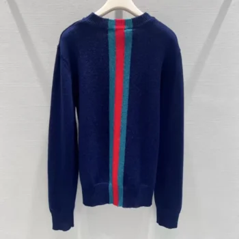 Gucci Men Fine Knit Wool Sweater with Web 862532XKFG6