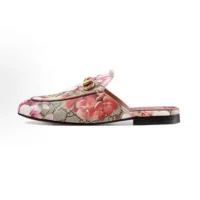 Gucci Unisex GG Supreme Blooms Printed Canvas Princetown Horsebit Loafer Slides