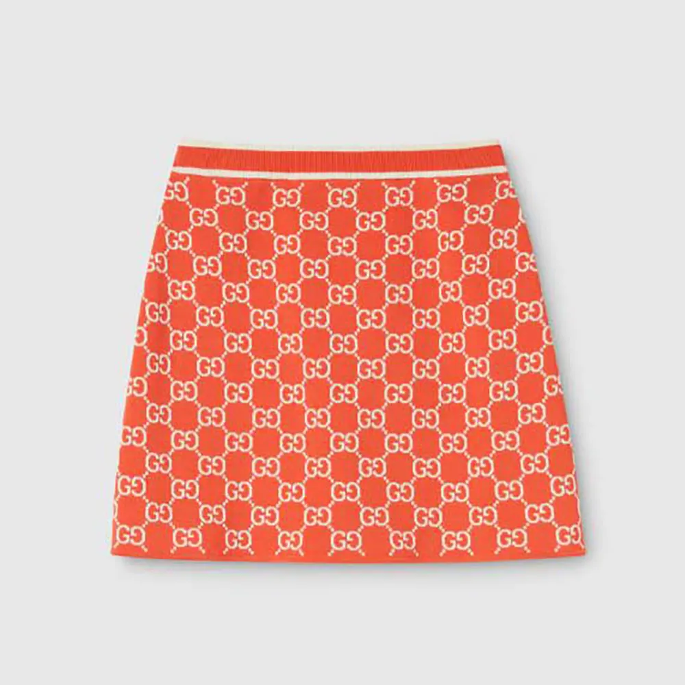 Gucci Women Crêpe Wool Skirt With Double G Button 856264XKE0M Gucci Women Crêpe Wool Skirt With Double G Button 856264XKE0M