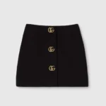 Gucci Women Crêpe Wool Skirt With Double G Button ‎864526ZACKN