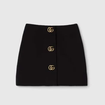 Gucci Women Crêpe Wool Skirt With Double G Button ‎864526ZACKN