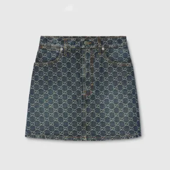 Gucci Women GG Cotton Denim Jacquard Mini Skirt 864767XDDF2