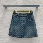 Gucci Women GG Cotton Denim Jacquard Mini Skirt 864767XDDF2