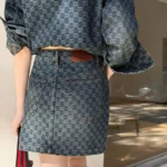 Gucci Women GG Cotton Denim Jacquard Mini Skirt 864767XDDF2